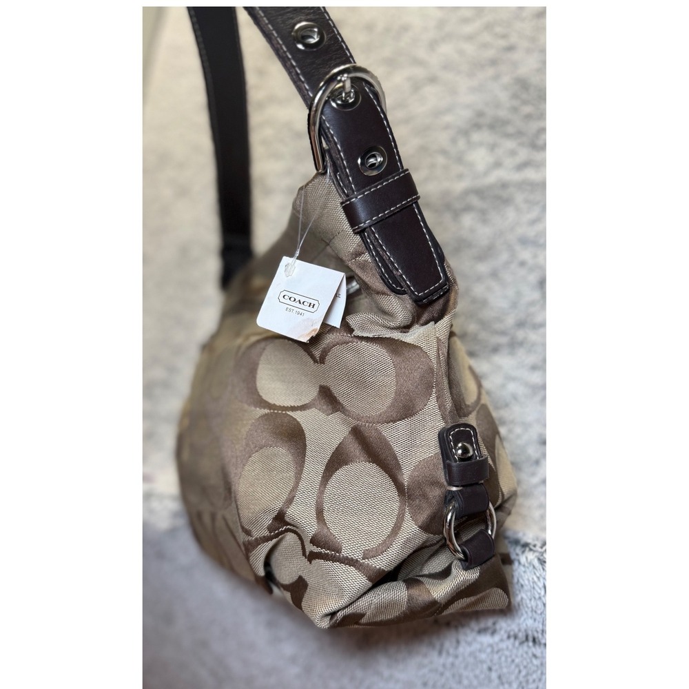 Coach 24CM Signature‎ Duffle Khaki Mahogany Leather Shoulder Bag F15067 NWT READ - Picture 5 of 16